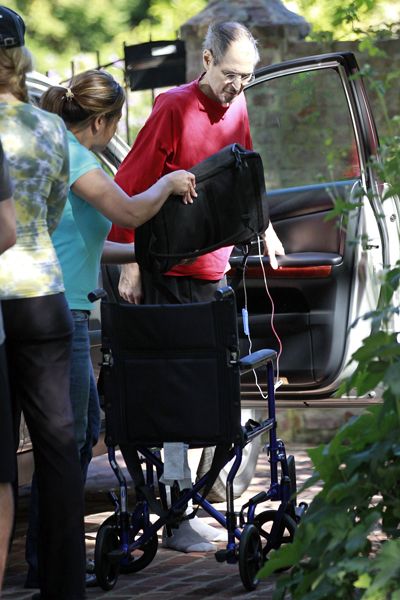 Steve Jobs sick, in wheelchair.