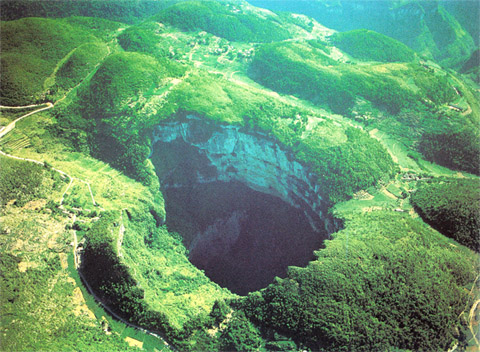 Large Sinkhole on Large Sinkhole In Sichuan Province Of China